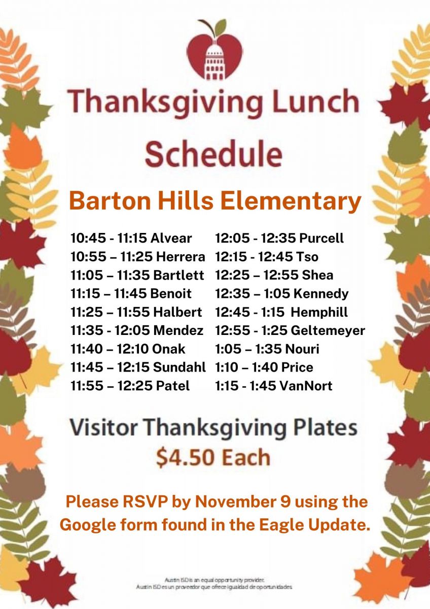 BHE Turkey Day Schedule